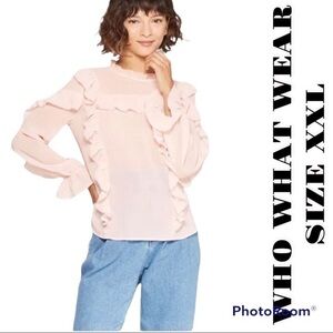 Who what wear pink l ruffles blouse